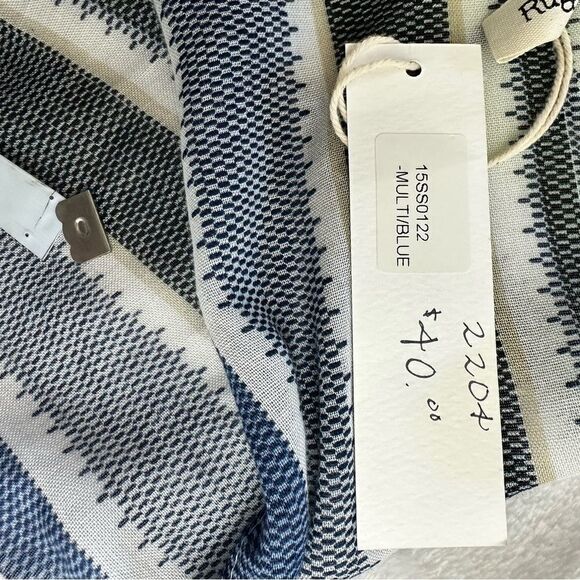 Ruggine green and blue stripe print lightweight kimono NWT size One Size - Picture 7 of 8